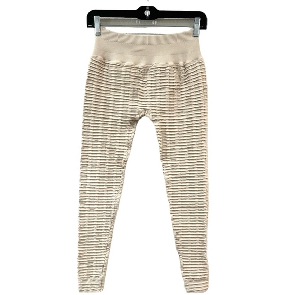 NUX leggings Pucker Up Small beige mid rise high compression yoga gym workout - Picture 2 of 6